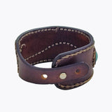 Handcrafted Genuine Brown Vegetal Leather Cuff with Firuze Stone Setting-Lifestyle Unique Gift Fashion Jewelry Bracelet