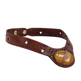 Boho Handcrafted Genuine Vegetal Leather Choker with Yellow Agate Stone Setting-Unique Women's Gift Fashion Jewelry with Natural Stone