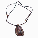 Boho Handcrafted Genuine Brown Leather Necklace with Purple Agate Stone Pendant-Unique Lifestyle Gift Unisex Fashion Leather Jewelry