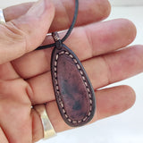 Boho Handcrafted Genuine Brown Leather Necklace with Purple Agate Stone Pendant-Unique Lifestyle Gift Unisex Fashion Leather Jewelry