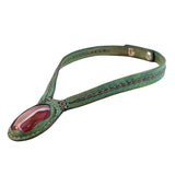 Boho Handcrafted Genuine Vegetal Leather Choker with Red Agate Stone-Unisex Gift Fashion Jewelry with Natural Stone