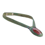 Boho Handcrafted Genuine Vegetal Leather Choker with Red Agate Stone-Unisex Gift Fashion Jewelry with Natural Stone