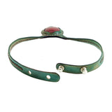 Boho Handcrafted Genuine Vegetal Leather Choker with Red Agate Stone-Unisex Gift Fashion Jewelry with Natural Stone