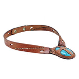 Boho Handcrafted Genuine Vegetal Leather Choker with Turquoise-Firuze Stone-Unisex Gift Fashion Jewelry with Natural Stone