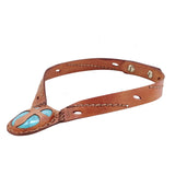 Boho Handcrafted Genuine Vegetal Leather Choker with Turquoise-Firuze Stone-Unisex Gift Fashion Jewelry with Natural Stone