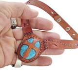 Boho Handcrafted Genuine Vegetal Leather Choker with Turquoise-Firuze Stone-Unisex Gift Fashion Jewelry with Natural Stone