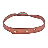 Boho Handcrafted Genuine Vegetal Leather Choker with Turquoise-Firuze Stone-Unisex Gift Fashion Jewelry with Natural Stone