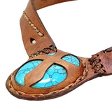 Boho Handcrafted Genuine Vegetal Leather Choker with Turquoise-Firuze Stone-Unisex Gift Fashion Jewelry with Natural Stone