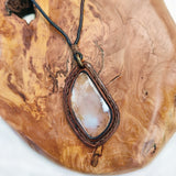 Boho Handcrafted Vegetal Leather Necklace with Brown Agate Setting - Quality Unisex Gift Fashion Jewelery