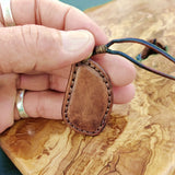 Boho Handcrafted Vegetal Leather Necklace with Brown Agate Setting - Quality Unisex Gift Fashion Jewelery