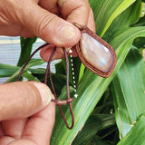 Boho Handcrafted Vegetal Leather Necklace with Brown Agate Setting - Quality Unisex Gift Fashion Jewelery