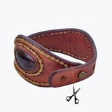 Handcrafted Genuine Brown Vegetal Leather Cuff with Purple Agate Stone Setting-Lifestyle Unique Gift Fashion Jewelry Bracelet-Bangle