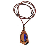 Bohemian Handcrafted Genuine Vegetal Brown Leather Necklace with Blue Cat Eye Stone-Lifestyle Unique Gift Unisex Fashion Leather Jewelry