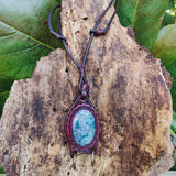 Bohemian Genuine Brown Vegetal Leather Necklace with Flower Green Agate Stone setting-Unique Lifestyle Gift Unisex Fashion Leather Jewelry