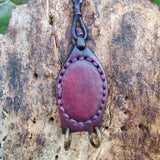 Bohemian Genuine Brown Vegetal Leather Necklace with Flower Green Agate Stone setting-Unique Lifestyle Gift Unisex Fashion Leather Jewelry