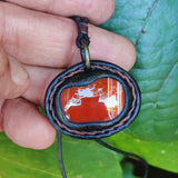 Boho Handcrafted Genuine Vegetal Black Leather Necklace with Red Agate Stone-Unique Lifestyle Gift Unisex Fashion Jewelry
