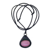 Bohemian Unique Handcrafted Vegetal Black Leather Necklace with Pink Cat Eye Stone-Lifestyle Unique Gift Unisex Fashion Leather Jewelry