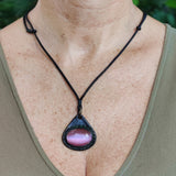 Bohemian Unique Handcrafted Vegetal Black Leather Necklace with Pink Cat Eye Stone-Lifestyle Unique Gift Unisex Fashion Leather Jewelry