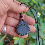 Bohemian Unique Handcrafted Vegetal Black Leather Necklace with Pink Cat Eye Stone-Lifestyle Unique Gift Unisex Fashion Leather Jewelry