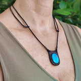 Unique Handcrafted Genuine Brown Vegetal Leather Necklace with Firuze Stone setting-Unique Lifestyle Gift Unisex Fashion Leather Jewelry