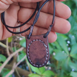 Unique Handcrafted Genuine Brown Vegetal Leather Necklace with Firuze Stone setting-Unique Lifestyle Gift Unisex Fashion Leather Jewelry