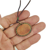Unique Handcrafted Genuine Brown Vegetal Leather Necklace with Firuze Stone setting-Unique Lifestyle Gift Unisex Fashion Leather Jewelry