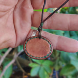 Unique Handcrafted Genuine Brown Vegetal Leather Necklace with Firuze Stone setting-Unique Lifestyle Gift Unisex Fashion Leather Jewelry