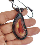 Unique Bohemian Handcrafted Brown Vegetal Leather Necklace with Red Agate Stone-Unique Lifestyle Gift Unisex Fashion Jewelry