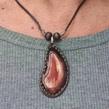 Unique Bohemian Handcrafted Brown Vegetal Leather Necklace with Red Agate Stone-Unique Lifestyle Gift Unisex Fashion Jewelry