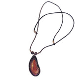 Unique Bohemian Handcrafted Brown Vegetal Leather Necklace with Red Agate Stone-Unique Lifestyle Gift Unisex Fashion Jewelry