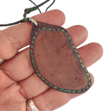 Boho Handcrafted Genuine Vegetal Leather Necklace with Gray Agate Stone-Unique Unisex Gift Fashion Jewelry