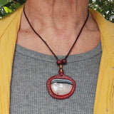 Boho Handcrafted Genuine Vegetal Leather Necklace with White and Black Agate Stone-Unique Unisex Gift Fashion Jewelry