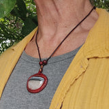 Boho Handcrafted Genuine Vegetal Leather Necklace with White and Black Agate Stone-Unique Unisex Gift Fashion Jewelry