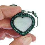 Boho Handcrafted Genuine Vegetal Green Leather Necklace with White Stone-Unique Unisex Gift Fashion Jewelry