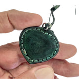 Boho Handcrafted Genuine Vegetal Green Leather Necklace with White Stone-Unique Unisex Gift Fashion Jewelry