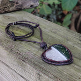 Boho Handcrafted Genuine Vegetal Leather Necklace with White and Black Agate Stone-Unique Unisex Gift Fashion Jewelry
