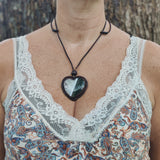 Boho Handcrafted Genuine Vegetal Leather Necklace with White and Black Agate Stone-Unique Unisex Gift Fashion Jewelry