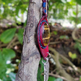 Bohemian Unique Handcrafted Vegetal Leather Necklace with Tiger Eye Stone setting - Cool Unisex Gift Fashion Leather Jewelry