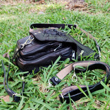 Handcrafted Vegetal Leather Multifunctional Black Color Drop Leg Bag with Embossed Skull Design–Riders Travel Waist Fanny Pack.