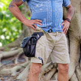 Handcrafted Vegetal Leather Multifunctional Black Color Drop Leg Bag with Embossed Skull Design–Riders Travel Waist Fanny Pack.