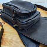 MADE TO ORDER-Handcrafted Vegetal Leather Multifunctional Black Color Drop Leg Bag with Embossed Skull Design–Gift Riders Cool Backpack