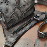 Handcrafted Vegetal Leather Multifunctional Rustic Brown Color Embossed Skull Drop Leg Bag–Riders Travel Waist Fanny Pack-Gift Cross Bag