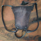 Handcrafted Vegetal Leather Multifunctional Rustic Brown Color Embossed Skull Drop Leg Bag–Riders Travel Waist Fanny Pack-Gift Cross Bag