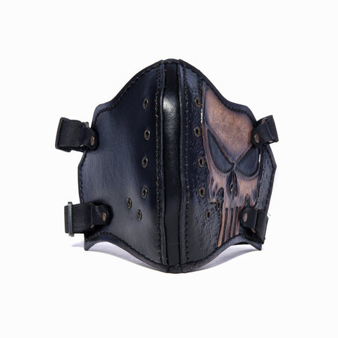 Hand Painted Vegetan Leather Bikers Mask Biker Mask The Ottoman Collection  (1912375967798)