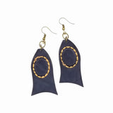 Boho Leather Earring with Turquoise Stone Setting (4431574073398)