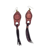 Boho Leather Earring with Turquoise Stone Setting (4431578955830)
