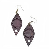 Boho Leather Earring with Turquoise Stone Setting (4431585574966)