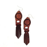 Boho Leather Earring with Turquoise Stone Setting (4431589867574)