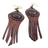 Boho Leather Earing with Onyx Setting (4431601205302)