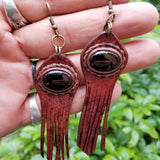 Boho Leather Earing with Onyx Setting (4431601205302)